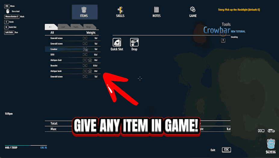 Sticky Fingers (Give Item)